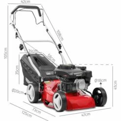 Tondeuse à Gazon à Essence, Moteur 4 Temps 132cc 4.5hp, Largeur De Coupe 41 Cm, Hauteur De Coupe 25-75mm Réglable 7 Positions, Panier 45L, Collecte 2 En 1 - Greencut GLM590X