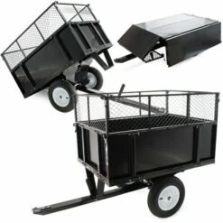 WILTEC Remorque Basculante 114x76x30cm Avec Grille Et Parois Amovibles Dispositif D'attelage Universel
