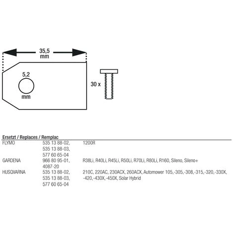 WILTEC Lames 30x0,6mm Vis Montage Robot - Tondeuse Lames 4 WILTEC Lames 30x0,6mm Vis Montage Robot - Tondeuse Lames – Image 2