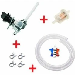 CYCLINGCOLORS Kit Essence Universel : Robinet M12 X 100 Noir + Durite + Filtre + Collier