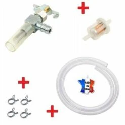 CYCLINGCOLORS Kit Essence Universel Avec Filtre : Robinet M10 X 100 + Durite + Filtre + Collier Tondeuse Tracteur