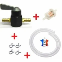 CYCLINGCOLORS Kit Essence Universel 7mm - 8mm : Robinet + Durite + Filtre + Collier Tondeuse Tracteur