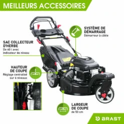 Tondeuse Thermique Autotractée 3 Roues 360° TRIKE 224cc 7cv 53cm 60 L Acier Propulsion Arrière De La Marque Française GT - TRIKE De BRAST -France Tondeuse Soldes Boutique 32041799 3