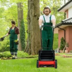 Relaxdays Tondeuse Manuelle Gazon, Avec Bac De Ramassage, Réglage Hauteur De Coupe, Largeur Découpe 29,5 Cm, Noir/rouge -France Tondeuse Soldes Boutique 32160021 3