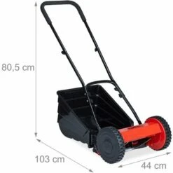 Relaxdays Tondeuse Manuelle Gazon, Avec Bac De Ramassage, Réglage Hauteur De Coupe, Largeur Découpe 29,5 Cm, Noir/rouge -France Tondeuse Soldes Boutique 32160021 4