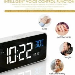 ABCRITAL Réveil Numérique Led, Réveil Numérique Horloge De Bureau Miroir Réveil De Voyage Rechargeable Usb Avec 2 Alarmes/Snooze/Température -France Tondeuse Soldes Boutique 36352445 5