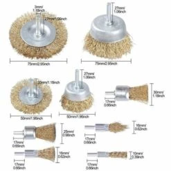 THSINDE Ensemble De Brosses Métalliques, Brosses De Roue Et De Coupe En Laiton Avec Tige, Brosses De Ponçage Pour Diverses Perceuses, Parfaites Pour éliminer La Rouille, La Corrosion, La Peinture Pour Les Outils électriques, De Jardin Et à Main (paquet De 9)