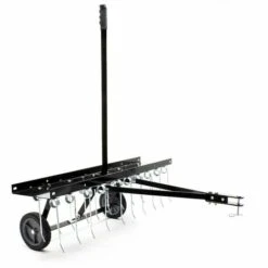 WILTEC Scarificateur Trainé Pour Tracteur Tondeuse Largeur De Travail 100cm Roues En Caoutchouc 7