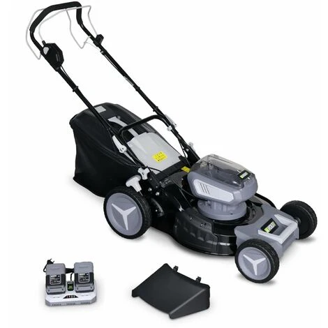 VOLTR 36V – Tondeuse à Gazon Sans Fil Tractée Ø46cm – 2x Batteries 18V Lithium 8.0Ah + Double Chargeur Rapide. Récupérateur D’herbe 50L - Gris 3 VOLTR 36V – Tondeuse à Gazon Sans Fil Tractée Ø46cm – 2x Batteries 18V Lithium 8.0Ah + Double Chargeur Rapide. Récupérateur D’herbe 50L - Gris