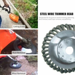 LIFCAUSAL Tête De Coupe Débroussailleuse Tête De Tondeuse à Gazon D'extérieur Tête De Rasoir En Fil D'acier Accessoires De Tête De Coupe Outil De Mangeur D'herbe Remplacement Extra Résistant Pour Meuleuses D'angle De Peinture Antirouille -France Tondeuse Soldes Boutique 52587636 5