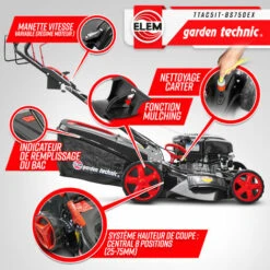 ELEM GARDEN TECHNIC Tondeuse Thermique Tractée 161CC Avec Moteur Briggs And Stratton, Mulching Et éjection Latérale - Elem Garden -France Tondeuse Soldes Boutique 52963798 3