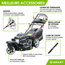 Tondeuse Thermique Autotractée 3 Roues 360° TRIKE ESTART SPEED 224cc 7cv 53cm 60 L Dem. él. Vitesse D'entraînement Triple Réglable Acier Propulsion Arrière De La Marque Française GT - BRAST 11 Tondeuse Thermique Autotractée 3 Roues 360° TRIKE ESTART SPEED 224cc 7cv 53cm 60 L Dem. él. Vitesse D'entraînement Triple Réglable Acier Propulsion Arrière De La Marque Française GT - BRAST -France Tondeuse Soldes Boutique 54594060 5