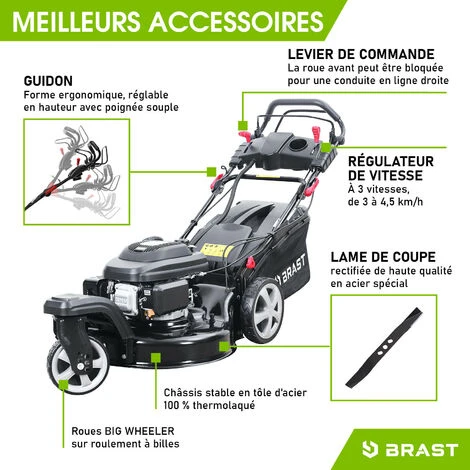 Tondeuse Thermique Autotractée 3 Roues 360° TRIKE ESTART SPEED 224cc 7cv 53cm 60 L Dem. él. Vitesse D'entraînement Triple Réglable Acier Propulsion Arrière De La Marque Française GT - BRAST 7 Tondeuse Thermique Autotractée 3 Roues 360° TRIKE ESTART SPEED 224cc 7cv 53cm 60 L Dem. él. Vitesse D'entraînement Triple Réglable Acier Propulsion Arrière De La Marque Française GT - BRAST – Image 5
