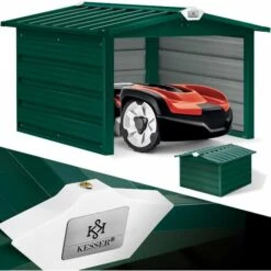 KESSER® Toit à Deux versants De Garage Pour Tondeuse | Toiture | Carport | Abri En Métal Pour Tondeuse à Gazon, Robot à Gazon, Tondeuse Automatique De Jardin | Résistant Aux Intempéries | Garage Pour Tondeuse Robot Avec Matériel De Montage, Vert