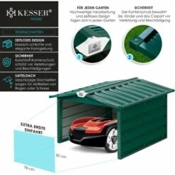 KESSER® Toit à Deux versants De Garage Pour Tondeuse | Toiture | Carport | Abri En Métal Pour Tondeuse à Gazon, Robot à Gazon, Tondeuse Automatique De Jardin | Résistant Aux Intempéries | Garage Pour Tondeuse Robot Avec Matériel De Montage, Vert -France Tondeuse Soldes Boutique 54941672 3