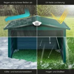 KESSER® Toit à Deux versants De Garage Pour Tondeuse | Toiture | Carport | Abri En Métal Pour Tondeuse à Gazon, Robot à Gazon, Tondeuse Automatique De Jardin | Résistant Aux Intempéries | Garage Pour Tondeuse Robot Avec Matériel De Montage, Vert -France Tondeuse Soldes Boutique 54941672 4