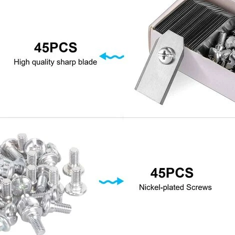 TINOR 45 X Lames De Couteau En Titane Pour Toutes Les Tondeuses Robotiques Husqvarn/Automower/ Yardforce/Gardena(3g-0.75mm) Avec 45 Vis, Lames De Rechange Pour Modèles 105,310,315,320,420,430x,r40i 7 TINOR 45 X Lames De Couteau En Titane Pour Toutes Les Tondeuses Robotiques Husqvarn/Automower/ Yardforce/Gardena(3g-0.75mm) Avec 45 Vis, Lames De Rechange Pour Modèles 105,310,315,320,420,430x,r40i – Image 5