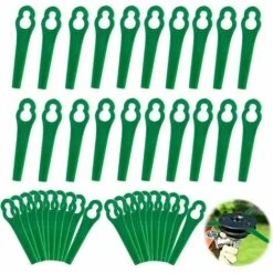 HKLFFJA 120pcs Lames En Plastique De Rechange Pour Coupe Bordure Lame De Tondeuse à Gazon Lames Pour Débroussailleuse Sans Fil Lames De Coupe De Remplacement Pour Jardin Pelouse (Vert)