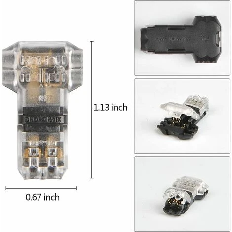 FLYME 12Pcs Connecteurs De Câble En T, 12V Etanches Connecteur De Fil Electrique à 2 Broches Connecteur Basse Tension Pour Connexion Electrique Temporaire / Audio / Vidéo / Eclairage 5 FLYME 12Pcs Connecteurs De Câble En T, 12V Etanches Connecteur De Fil Electrique à 2 Broches Connecteur Basse Tension Pour Connexion Electrique Temporaire / Audio / Vidéo / Eclairage – Image 3