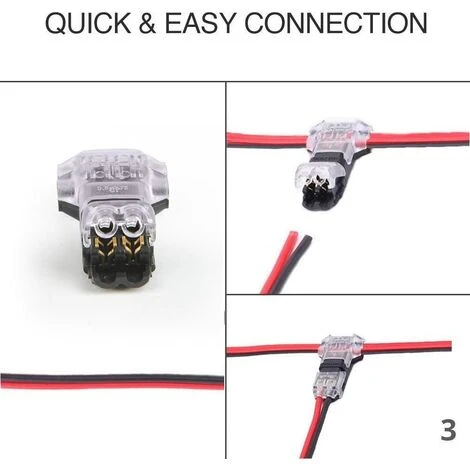 FLYME 12Pcs Connecteurs De Câble En T, 12V Etanches Connecteur De Fil Electrique à 2 Broches Connecteur Basse Tension Pour Connexion Electrique Temporaire / Audio / Vidéo / Eclairage 7 FLYME 12Pcs Connecteurs De Câble En T, 12V Etanches Connecteur De Fil Electrique à 2 Broches Connecteur Basse Tension Pour Connexion Electrique Temporaire / Audio / Vidéo / Eclairage – Image 5