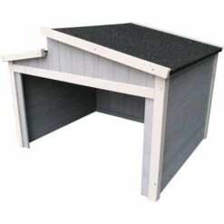 WILTEC Garage Pour Robot-tondeuse Toit Gradin Bois Massif Abri Carport Gris 60,5x73x66,5cm