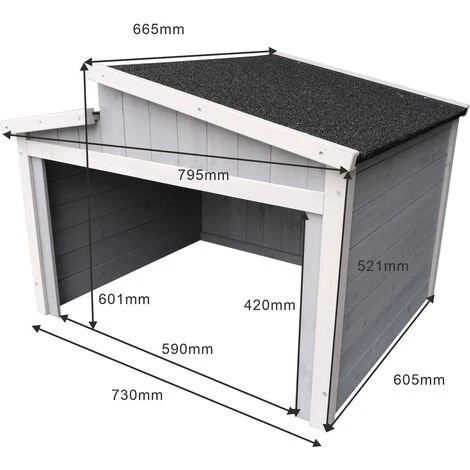 WILTEC Garage Pour Robot-tondeuse Toit Gradin Bois Massif Abri Carport Gris 60,5x73x66,5cm 6 WILTEC Garage Pour Robot-tondeuse Toit Gradin Bois Massif Abri Carport Gris 60,5x73x66,5cm – Image 4