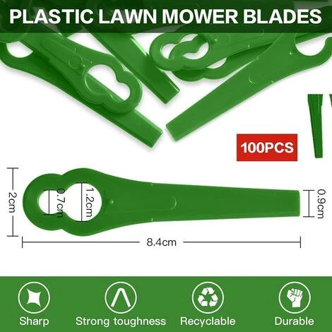 FVBJD Lames En Plastique De Rechange Pour Coupe-Bordures, 100 Lames De Rechange En Plastique Lames Plastique Lames De Tondeuse Pour Jardin Pelouse Tondeuse Accessoires(Vert) 5 FVBJD Lames En Plastique De Rechange Pour Coupe-Bordures, 100 Lames De Rechange En Plastique Lames Plastique Lames De Tondeuse Pour Jardin Pelouse Tondeuse Accessoires(Vert) – Image 3