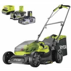 Pack RYOBI Tondeuse 18V Brushless RY18LMX37A-150 - 1 Batterie 3.0Ah High Energy - 1 Batterie 5,0 Ah - Chargeur Rapide