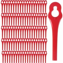FVBJD Lot De 100 Tondeuse à Gazon En Plastique Lames, Lames De Rechange Pour Coupe Bordure, Pelouse Tondeuse Accessoires, Lames Plastique Rechange, Gros Trou 10mm Petit Trou 5mm (R100)