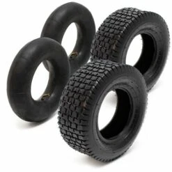 WILTEC Lot 2x Pneus 2x Chambres Air Tondeuse Autoportée 18x8.50-8 4PR Valve Coudée Chariot Diable Brouette