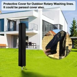 PESCE Housse De Protection Pour Séchoirs Parapluie , Tissu Oxford 420D Housse Étanche De Pour Séchoir De Jardins Cordes à Linge Rotatives, Ronde, 160x15x15cm (Noir) -France Tondeuse Soldes Boutique 66263925 5