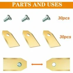 VERSAILLESFR 30 X Lames De Rechange En Titane Pour Tous Les Tondeuses De Jardin Automower Husqvarna/Gardena/Yard Force/Automower, Robuste (3.1 G / 0.75 Mm) Avec Vis - Or -France Tondeuse Soldes Boutique 67064463 4