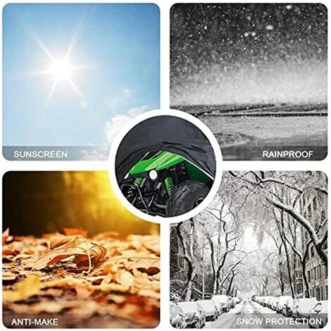 HKLFFJA Housse De Voiture De Moto Noire 210D Oxford Cloth Heavy Duty Quad Bike Cover All Weather Outdoor Motorcycle Scooter Covers ATV Cover - 4 HKLFFJA Housse De Voiture De Moto Noire 210D Oxford Cloth Heavy Duty Quad Bike Cover All Weather Outdoor Motorcycle Scooter Covers ATV Cover - – Image 2