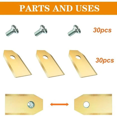 GESCHENKE 30 X Lames De Rechange En Titane Pour Tous Les Tondeuses De Jardin Automower Husqvarna/Gardena/Yard Force/Automower, Robuste (3.1 G / 0.75 Mm) Avec Vis 5 GESCHENKE 30 X Lames De Rechange En Titane Pour Tous Les Tondeuses De Jardin Automower Husqvarna/Gardena/Yard Force/Automower, Robuste (3.1 G / 0.75 Mm) Avec Vis – Image 4